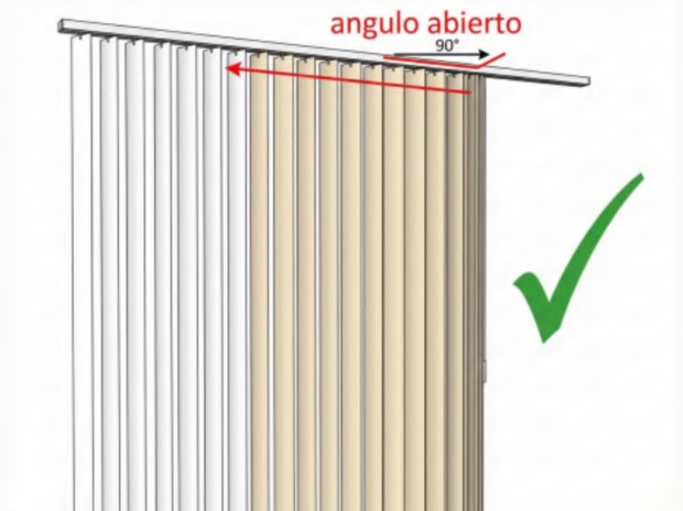 Manera correcta de accionar cortina vertical
